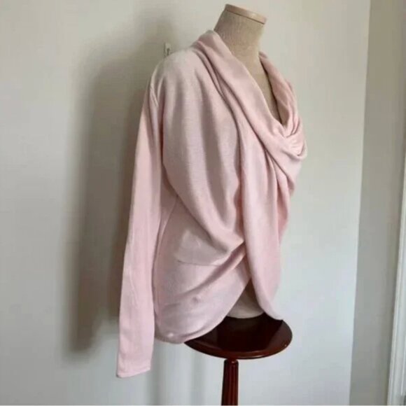 CALIA Effortless Wrap Neck Post Workout Sweater Pink Cashmere Blend Size XS - Picture 4 of 9